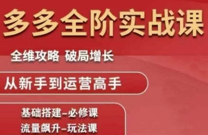拼多多全阶实战课程，全维攻略，破局增长，从新手到运营高手-HAC联盟